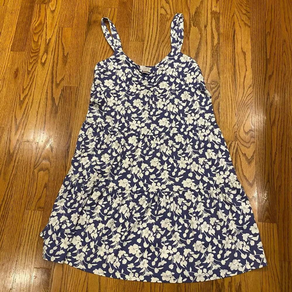 Ann Taylor Loft Sleeveless Dress Floral‎ Blue Medium